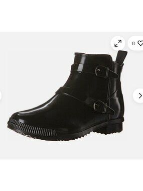 Cougar Black Rubber Rain Boots Ankle Double Buckles & Removable Sole Women